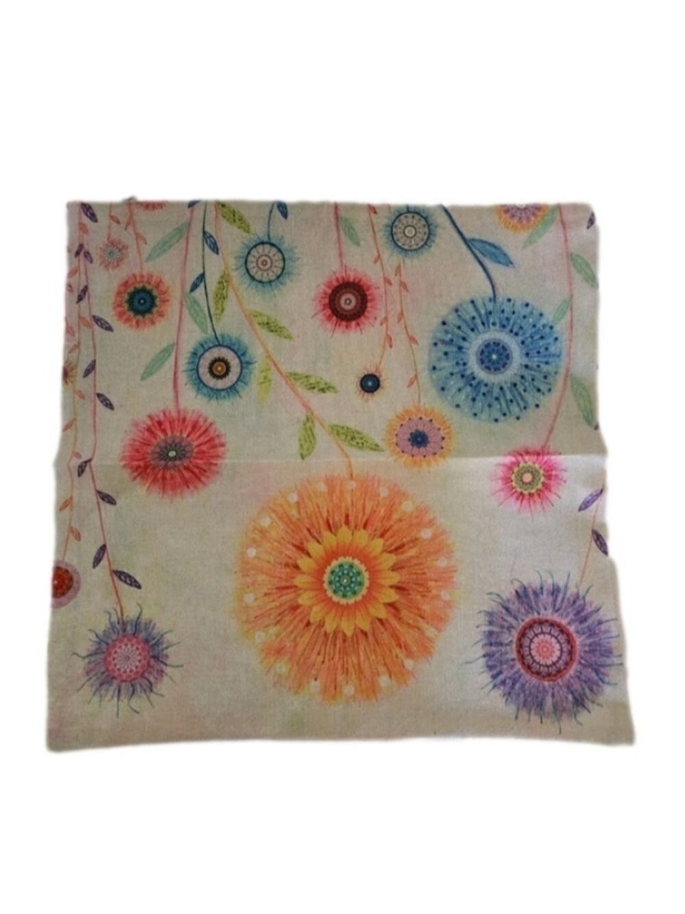Hand Crafted floral pillow cover botanical decor faux floral multicolored flower